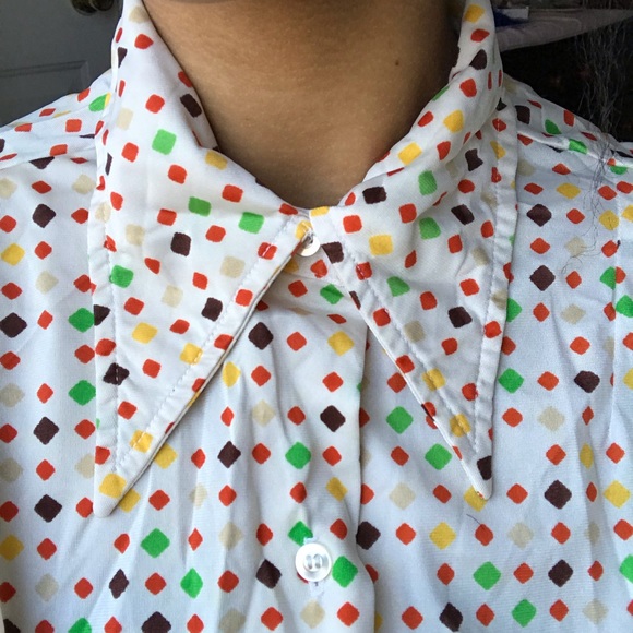 Earthy Tone 70s Dagger Collar Blouse - Picture 3 of 3